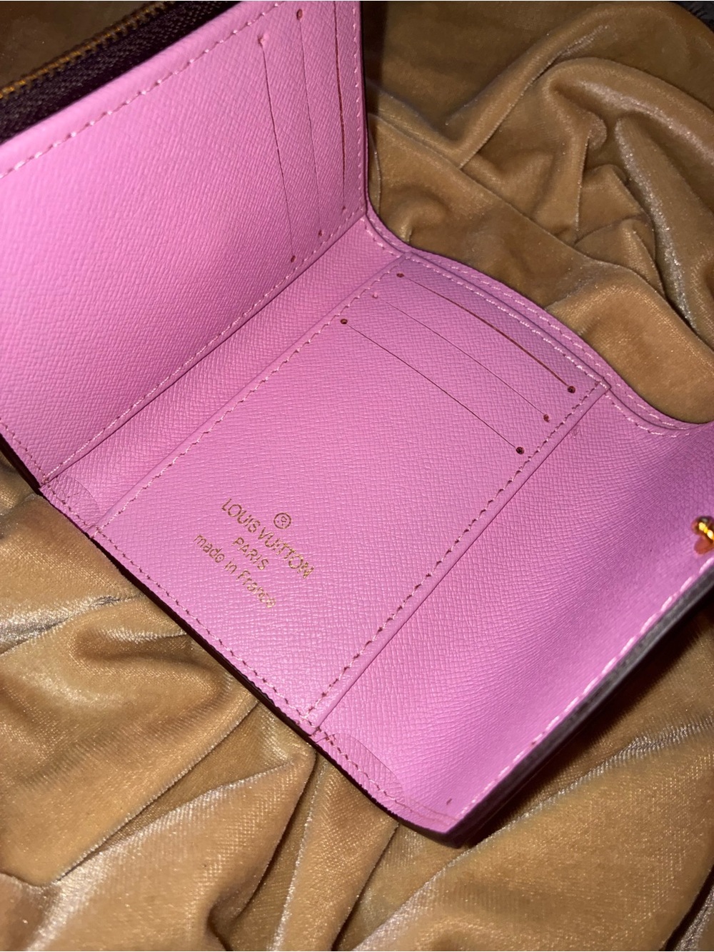 Louis Vuitton Brown Monogram Envelope Wallet with Pink Snap and interior - Picture 3 of 6